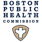 Logo of the Boston Public Health Commission featuring the organization's name and a shield with a white cross symbol.